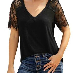 LACE V NECK TOP